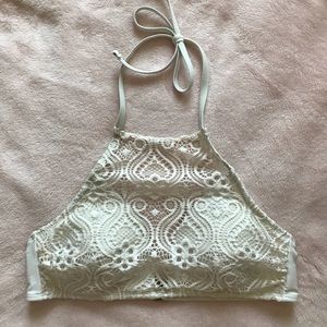 Target Xhilaration White Lace Halter High Neck Bikini Top